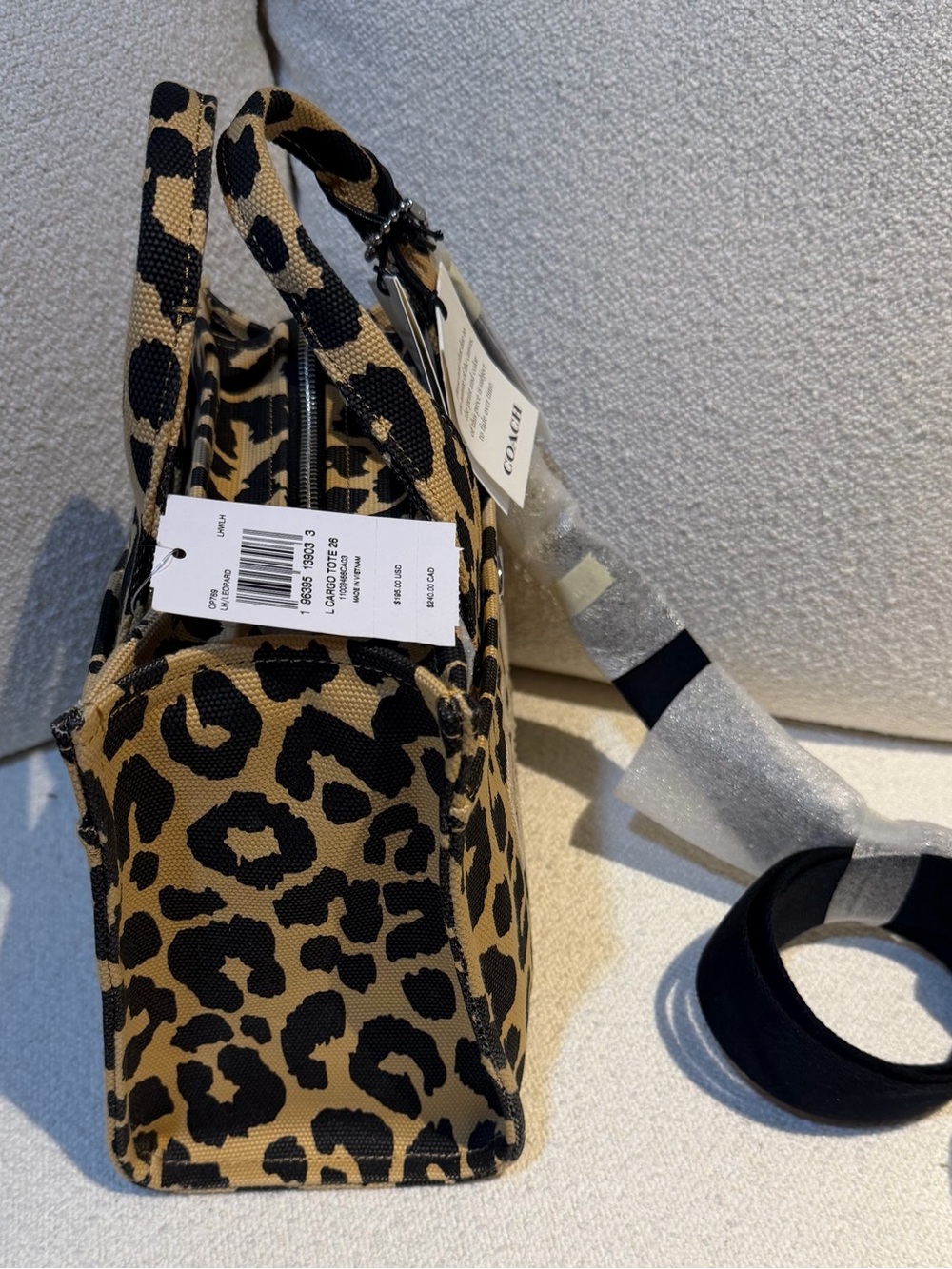 Coach Leopard-Print Canvas Tote in Tan and Black - Picture 4 of 6